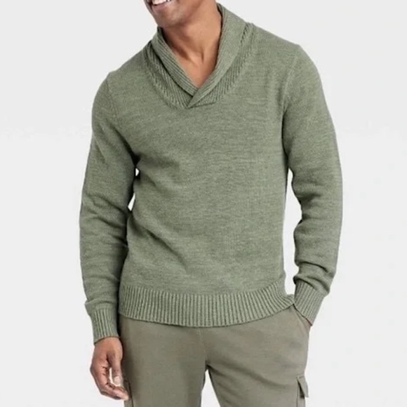 Goodfellow & Co olive shawl neck cotton sweater - Picture 1 of 7